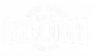 Logo Kansas Rebels Blanc - Motors Legendary Supplies- Since 1966